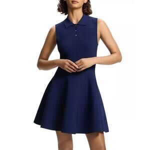 NWT Theory Flared Polo Dress Navy Blue Sz MEDIUM